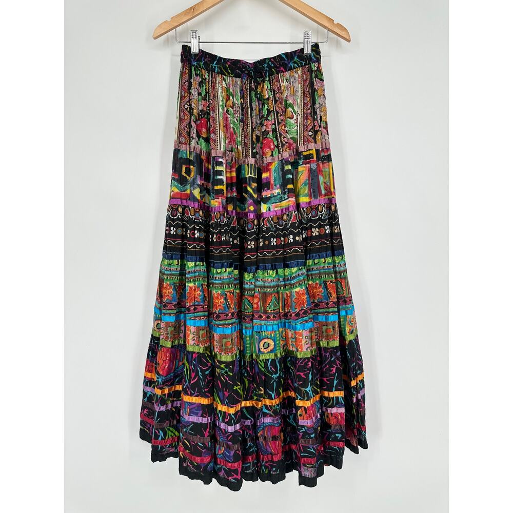Vintage 90's Soft Surroundings Maxi Skirt Phoebe Patchwork Floral Boho Peasant